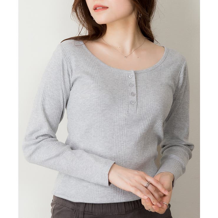 ランダムリブヘンリーネックロングTシャツ | atONE | 詳細画像23 