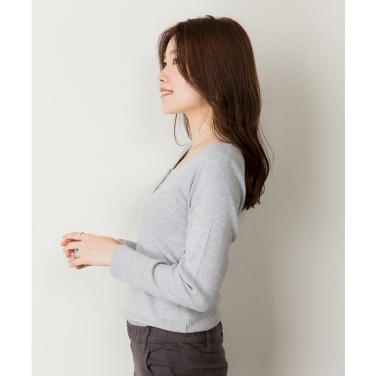 ランダムリブヘンリーネックロングTシャツ | atONE | 詳細画像24 