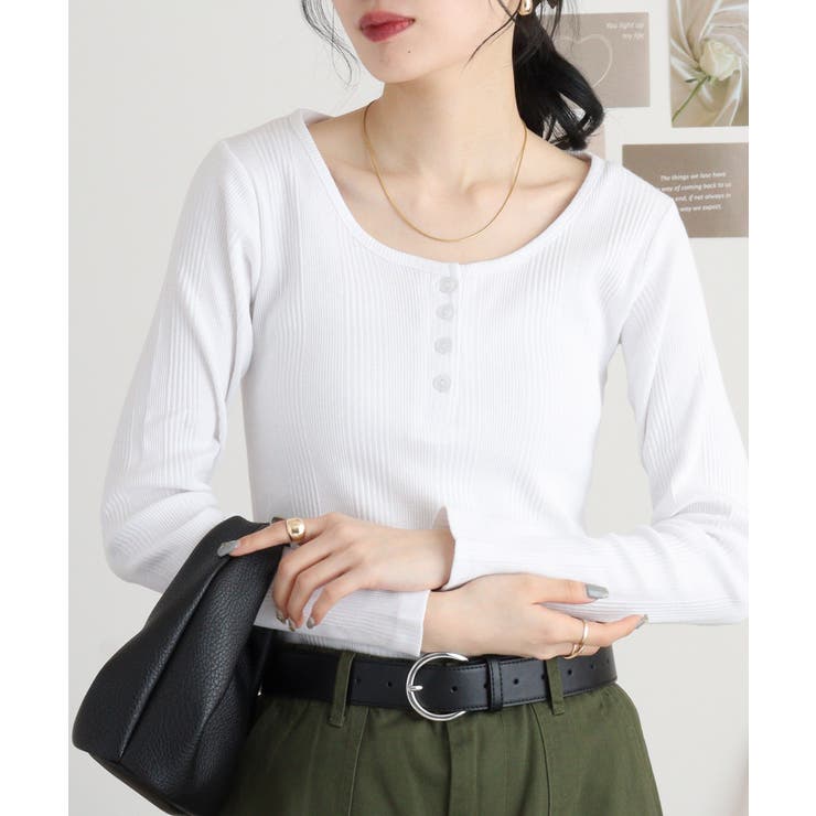 ランダムリブヘンリーネックロングTシャツ | atONE | 詳細画像34 