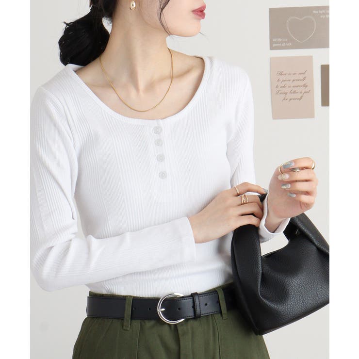 ランダムリブヘンリーネックロングTシャツ | atONE | 詳細画像35 