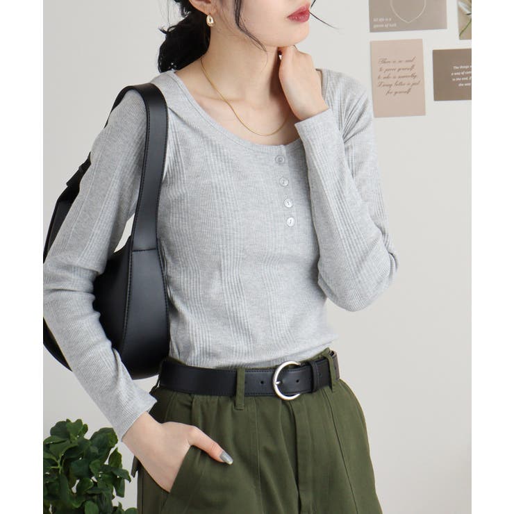 ランダムリブヘンリーネックロングTシャツ | atONE | 詳細画像38 