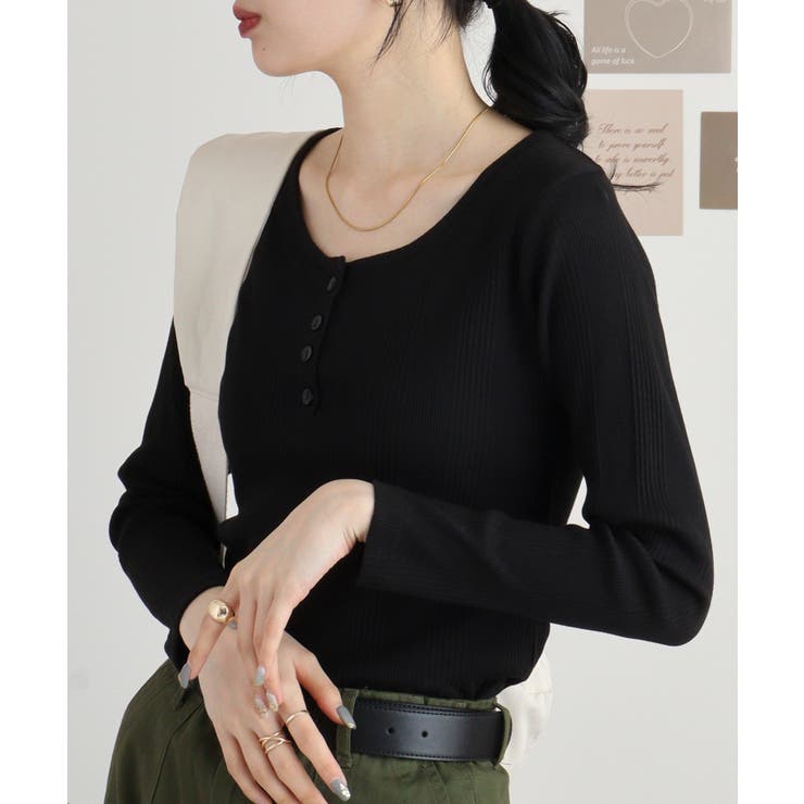 ランダムリブヘンリーネックロングTシャツ | atONE | 詳細画像39 