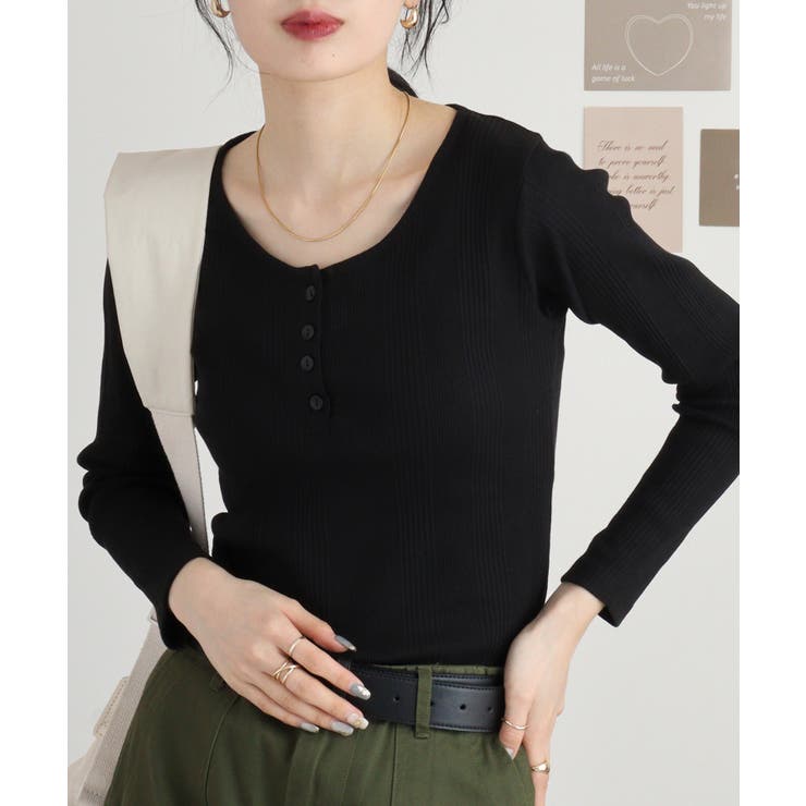 ランダムリブヘンリーネックロングTシャツ | atONE | 詳細画像40 