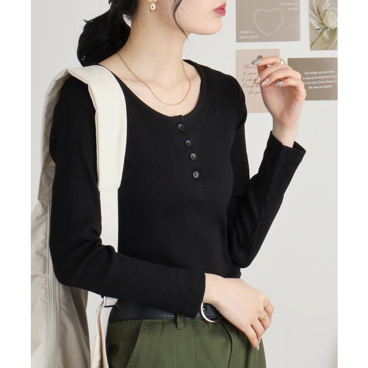 ランダムリブヘンリーネックロングTシャツ | atONE | 詳細画像41 