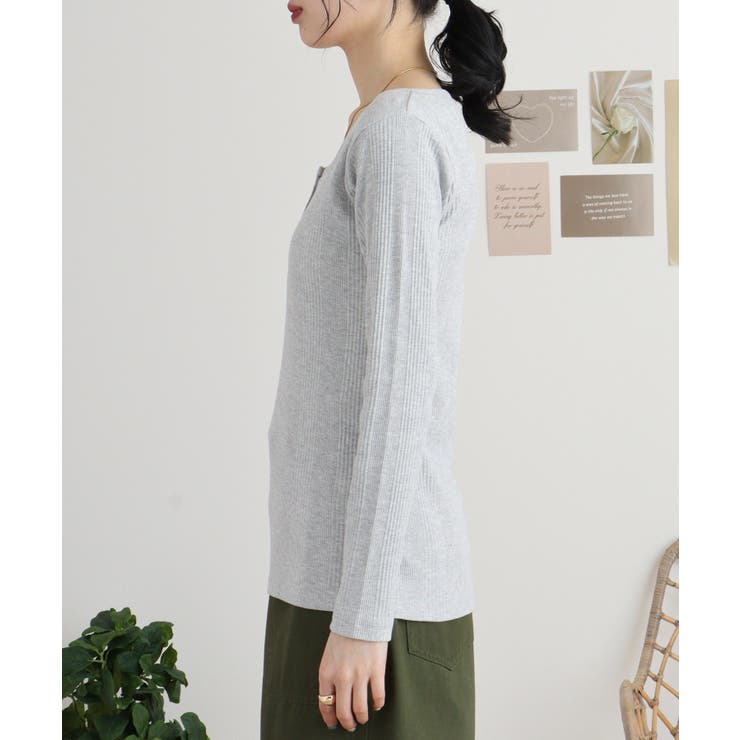 ランダムリブヘンリーネックロングTシャツ | atONE | 詳細画像43 