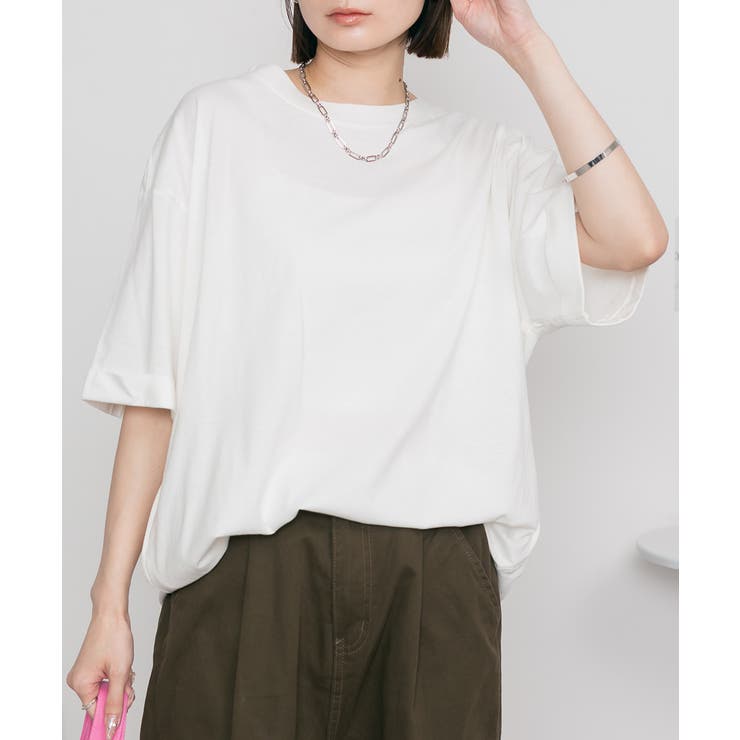 ロールアップハーフスリーブカットソー ゆったりとしたシルエットがかわいい | atONE | 詳細画像2 
