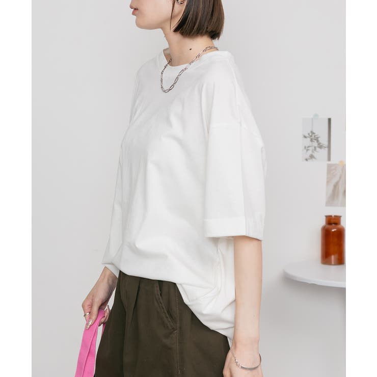 ロールアップハーフスリーブカットソー ゆったりとしたシルエットがかわいい | atONE | 詳細画像3 