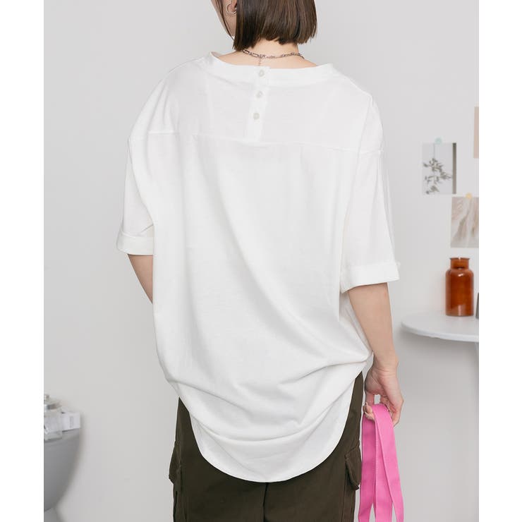 ロールアップハーフスリーブカットソー ゆったりとしたシルエットがかわいい | atONE | 詳細画像4 
