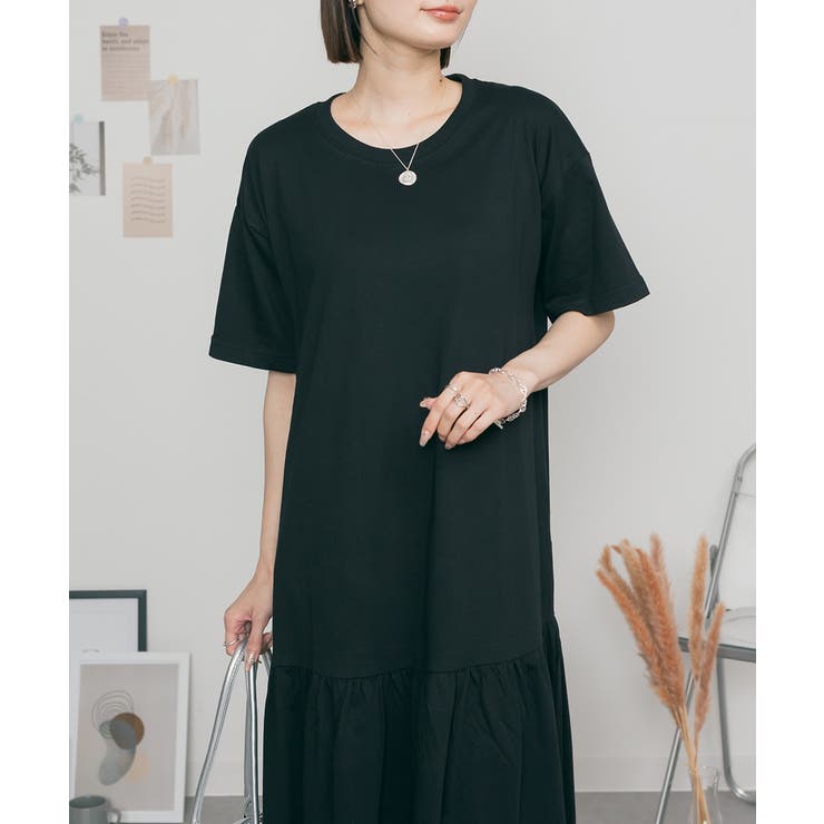 着るだけでお洒落 裾ティアードワンピース  | atONE | 詳細画像1 