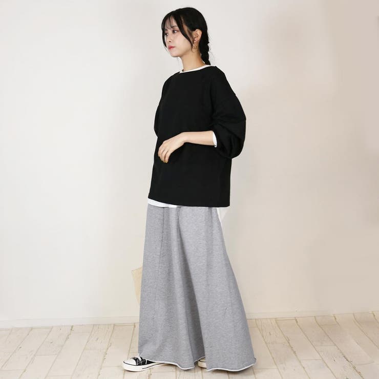 切りっぱなし スエット フレアスカート[品番：ATOW0000271]｜atONE  