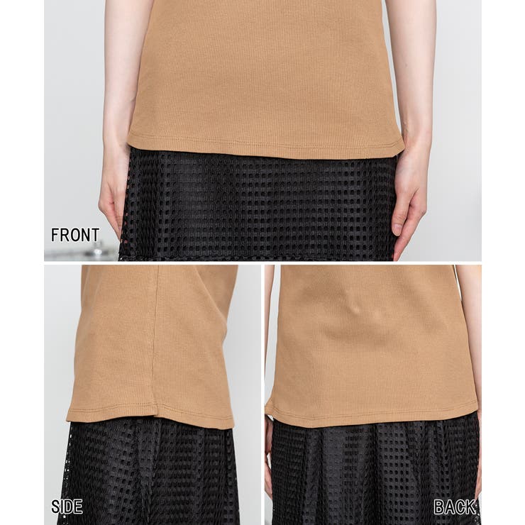 Vネック5分袖コットンリブTシャツ 無地 カジュアル | atONE | 詳細画像30 