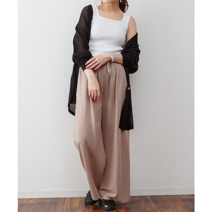 ランダムリブスクエアタンクトップ ノースリーブ 無地 | atONE | 詳細画像12 