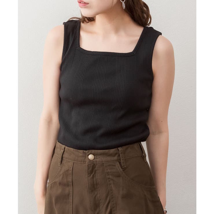 ランダムリブスクエアタンクトップ ノースリーブ 無地 | atONE | 詳細画像25 