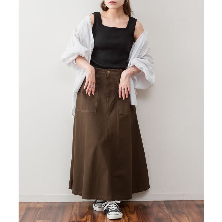 ランダムリブスクエアタンクトップ ノースリーブ 無地 | atONE | 詳細画像26 