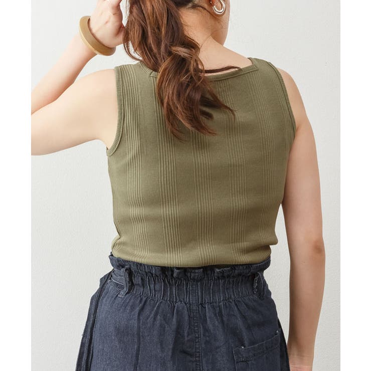 ランダムリブスクエアタンクトップ ノースリーブ 無地 | atONE | 詳細画像45 