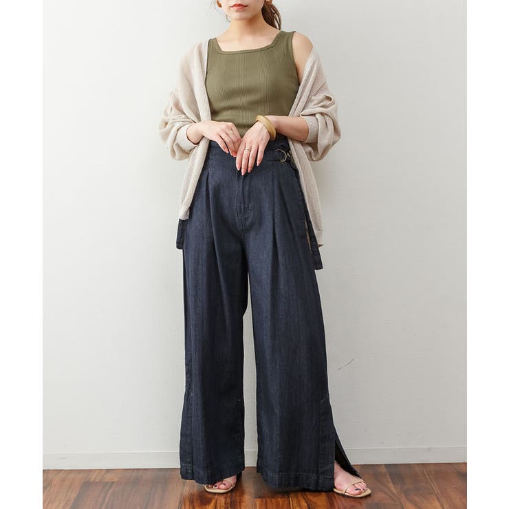 ランダムリブスクエアタンクトップ ノースリーブ 無地 | atONE | 詳細画像47 