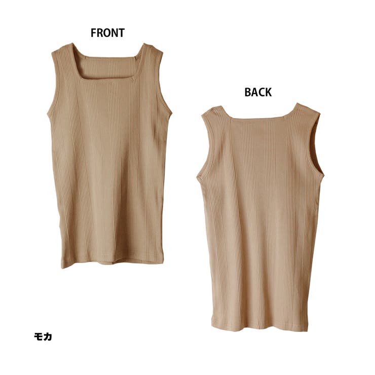 ランダムリブスクエアタンクトップ ノースリーブ 無地 | atONE | 詳細画像51 