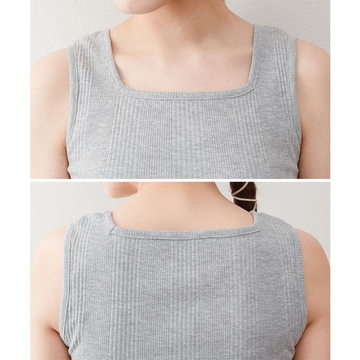 ランダムリブスクエアタンクトップ ノースリーブ 無地 | atONE | 詳細画像52 