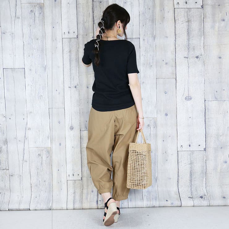 ボートネック5分袖コットンリブTシャツ 半袖 無地 | atONE | 詳細画像30 