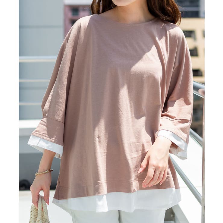 ゆるっと異素材レイヤードTシャツ | atONE | 詳細画像30 