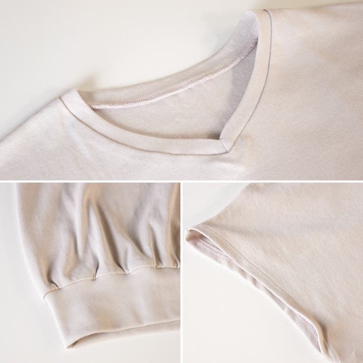 コットンフライスVネックフレンチTシャツ | atONE | 詳細画像10 