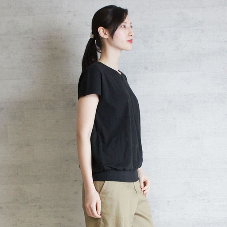 コットンフライスVネックフレンチTシャツ | atONE | 詳細画像13 