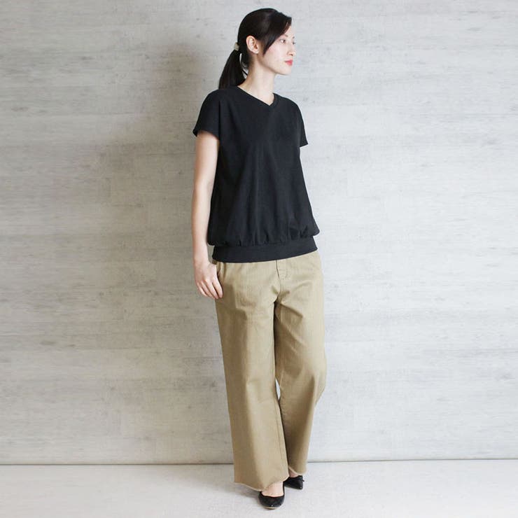 コットンフライスVネックフレンチTシャツ | atONE | 詳細画像21 