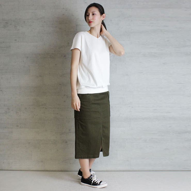 コットンフライスVネックフレンチTシャツ | atONE | 詳細画像25 