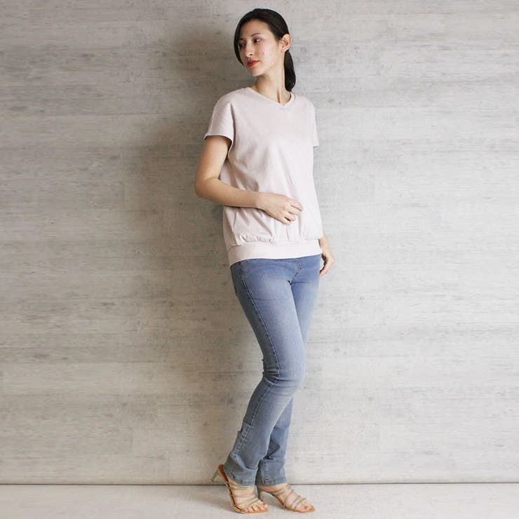 コットンフライスVネックフレンチTシャツ | atONE | 詳細画像28 