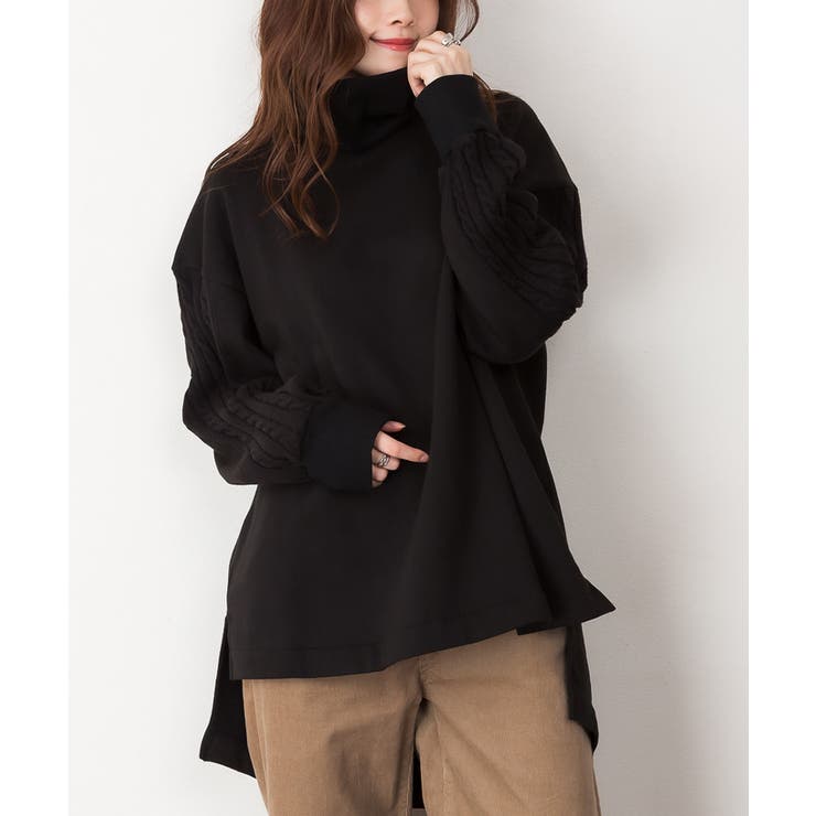 ニットドッキングハイネック裏起毛プルオーバー あったか | atONE | 詳細画像17 