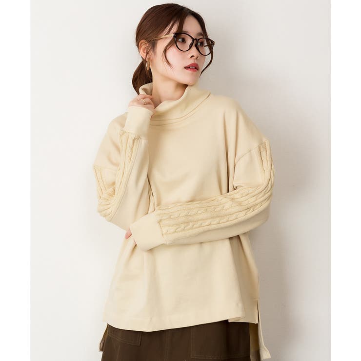 ニットドッキングハイネック裏起毛プルオーバー あったか | atONE | 詳細画像23 