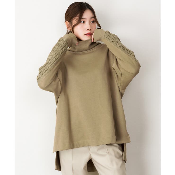 ニットドッキングハイネック裏起毛プルオーバー あったか | atONE | 詳細画像29 