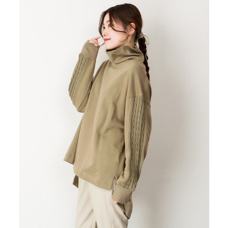 ニットドッキングハイネック裏起毛プルオーバー あったか | atONE | 詳細画像30 