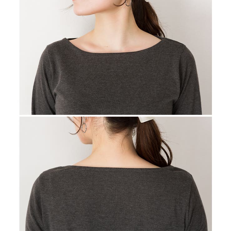 ボートネック指空きTシャツ | atONE | 詳細画像15 