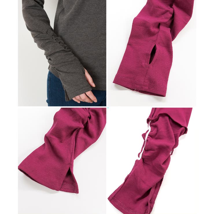 ボートネック指空きTシャツ | atONE | 詳細画像18 