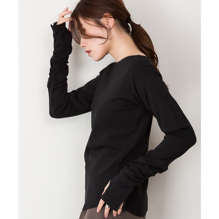 ボートネック指空きTシャツ | atONE | 詳細画像21 