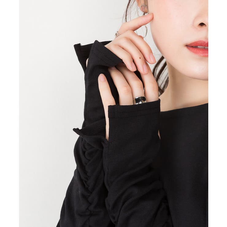 ボートネック指空きTシャツ | atONE | 詳細画像23 