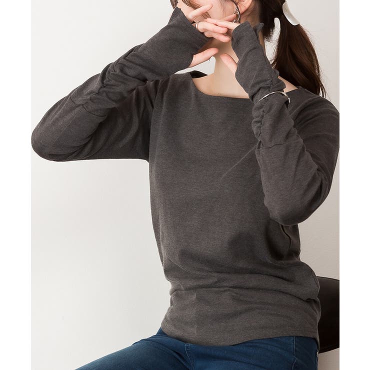 ボートネック指空きTシャツ | atONE | 詳細画像26 