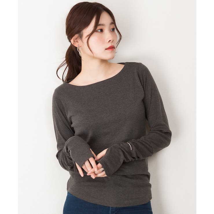 ボートネック指空きTシャツ | atONE | 詳細画像27 