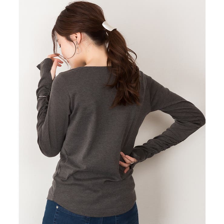 ボートネック指空きTシャツ | atONE | 詳細画像29 