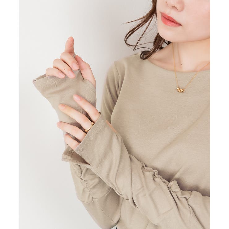 ボートネック指空きTシャツ | atONE | 詳細画像32 