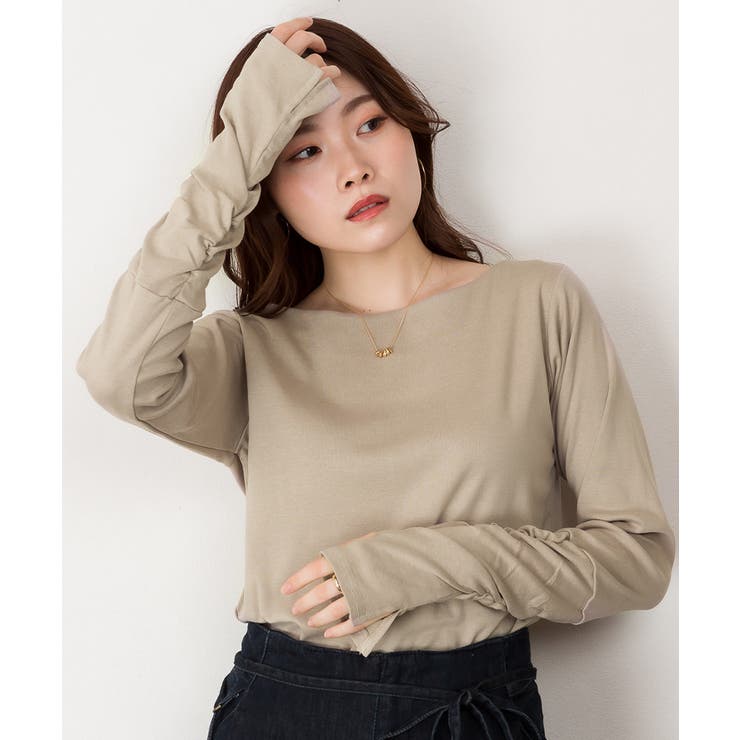 ボートネック指空きTシャツ | atONE | 詳細画像33 