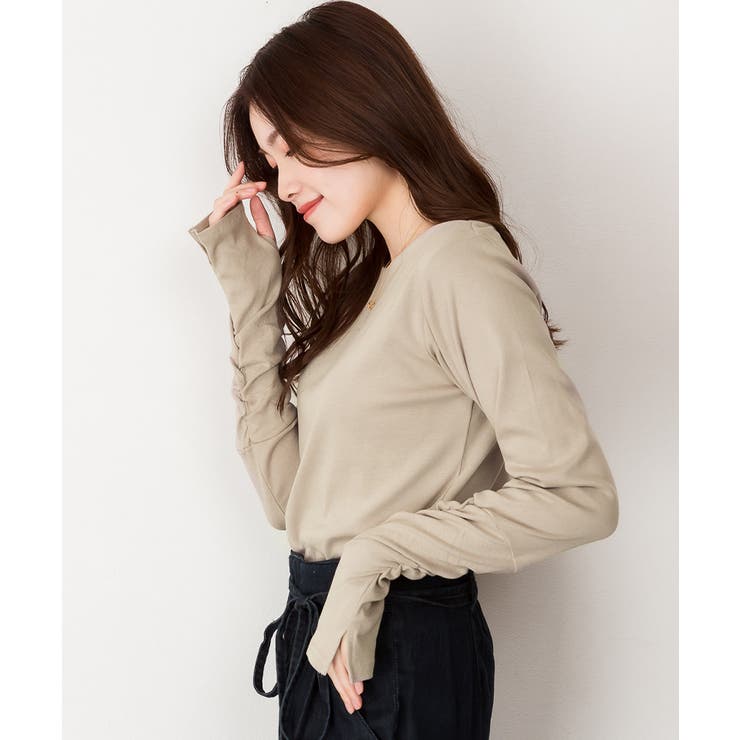 ボートネック指空きTシャツ | atONE | 詳細画像34 