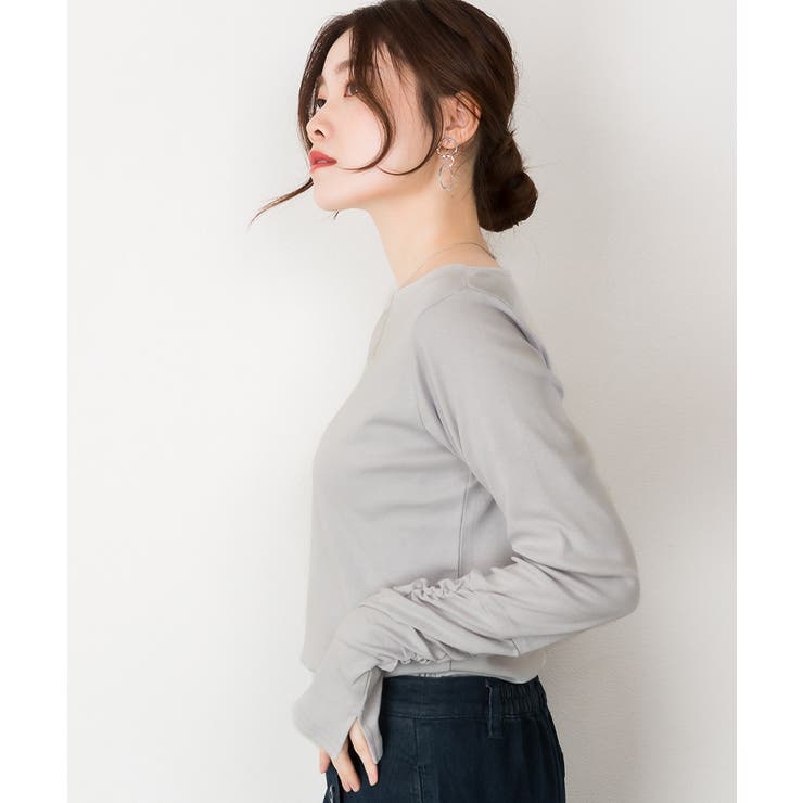 ボートネック指空きTシャツ | atONE | 詳細画像39 