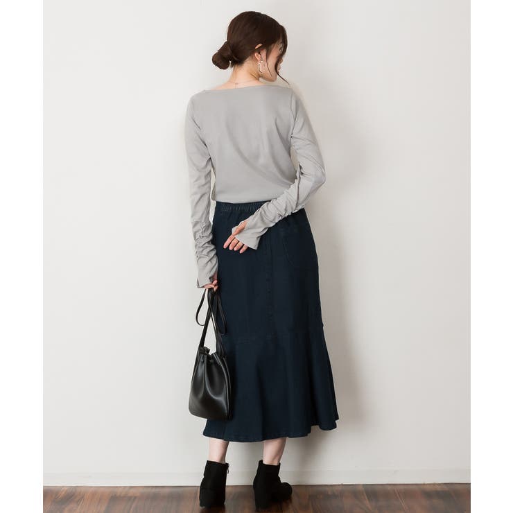 ボートネック指空きTシャツ | atONE | 詳細画像42 