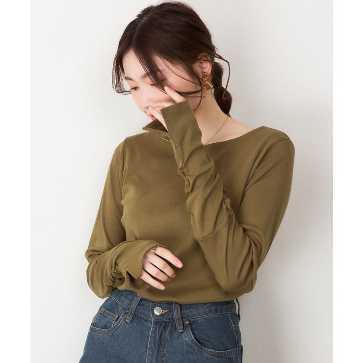 ボートネック指空きTシャツ | atONE | 詳細画像43 