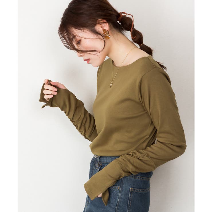 ボートネック指空きTシャツ | atONE | 詳細画像44 