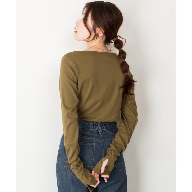 ボートネック指空きTシャツ | atONE | 詳細画像45 