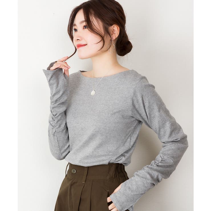 ボートネック指空きTシャツ | atONE | 詳細画像49 