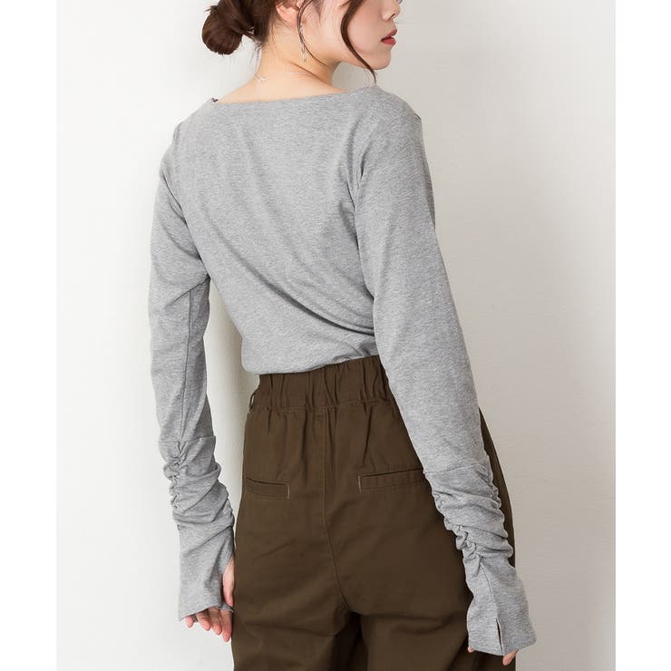 ボートネック指空きTシャツ | atONE | 詳細画像50 